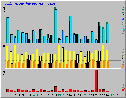 Daily usage for February 2014