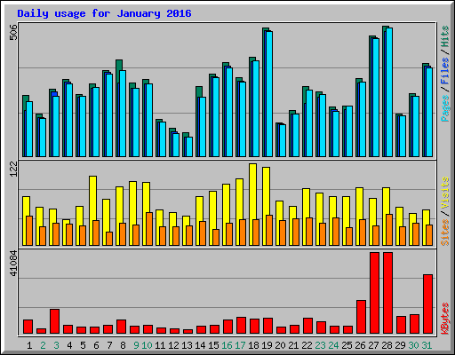 Daily usage for January 2016