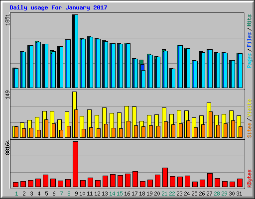 Daily usage for January 2017