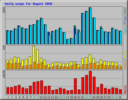 Daily usage for August 2020