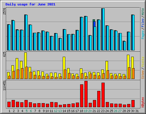 Daily usage for June 2021