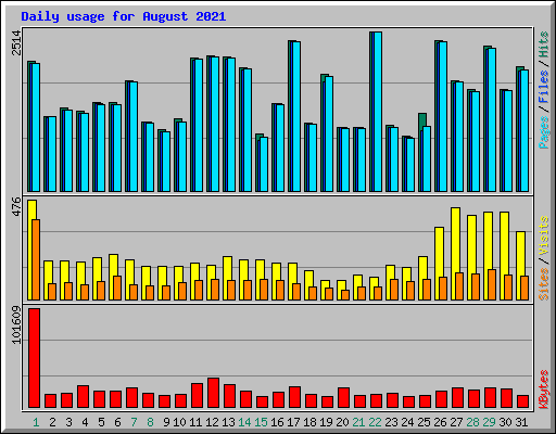 Daily usage for August 2021