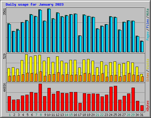 Daily usage for January 2023