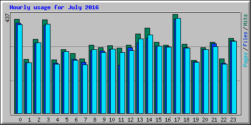 Hourly usage for July 2016