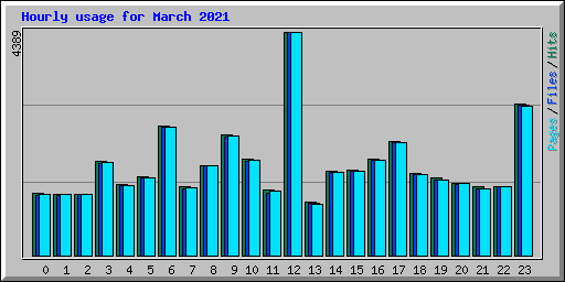 Hourly usage for March 2021