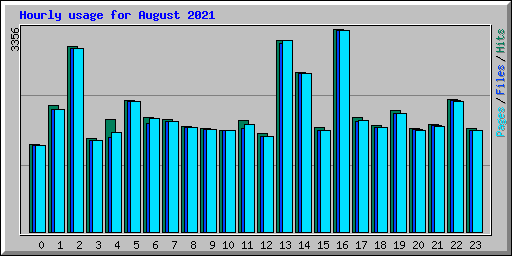 Hourly usage for August 2021