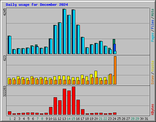 Daily usage for December 2024